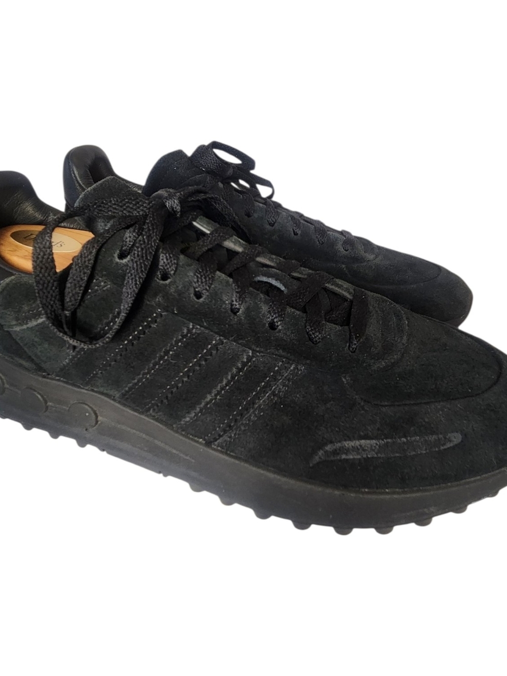 ALL LEATHER ADIDAS LA TRAINER XLG BLACK SUEDE MEN SNEAKERS SHOES SZ 12/46 2/3